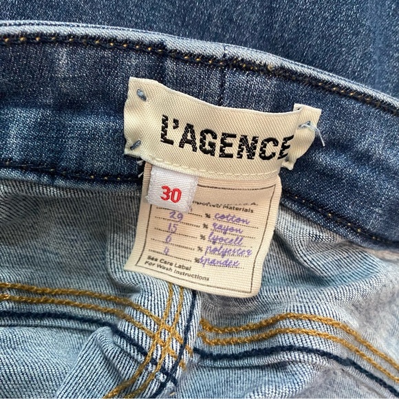 L'AGENCE Medium Wash High Rise Stretch Skinny Margot Jeans Size 30 - Picture 6 of 7